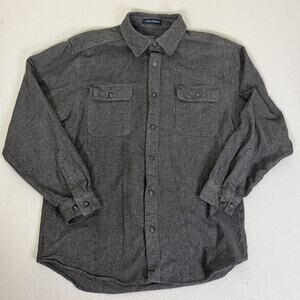 Northern Expedition Cotton Chamois Shirt Gray Button Front Flannel LG